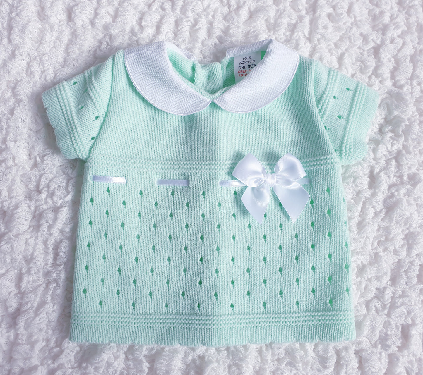 Baby Girls Mint Spanish Knitted 3 Piece Jam Pants Set