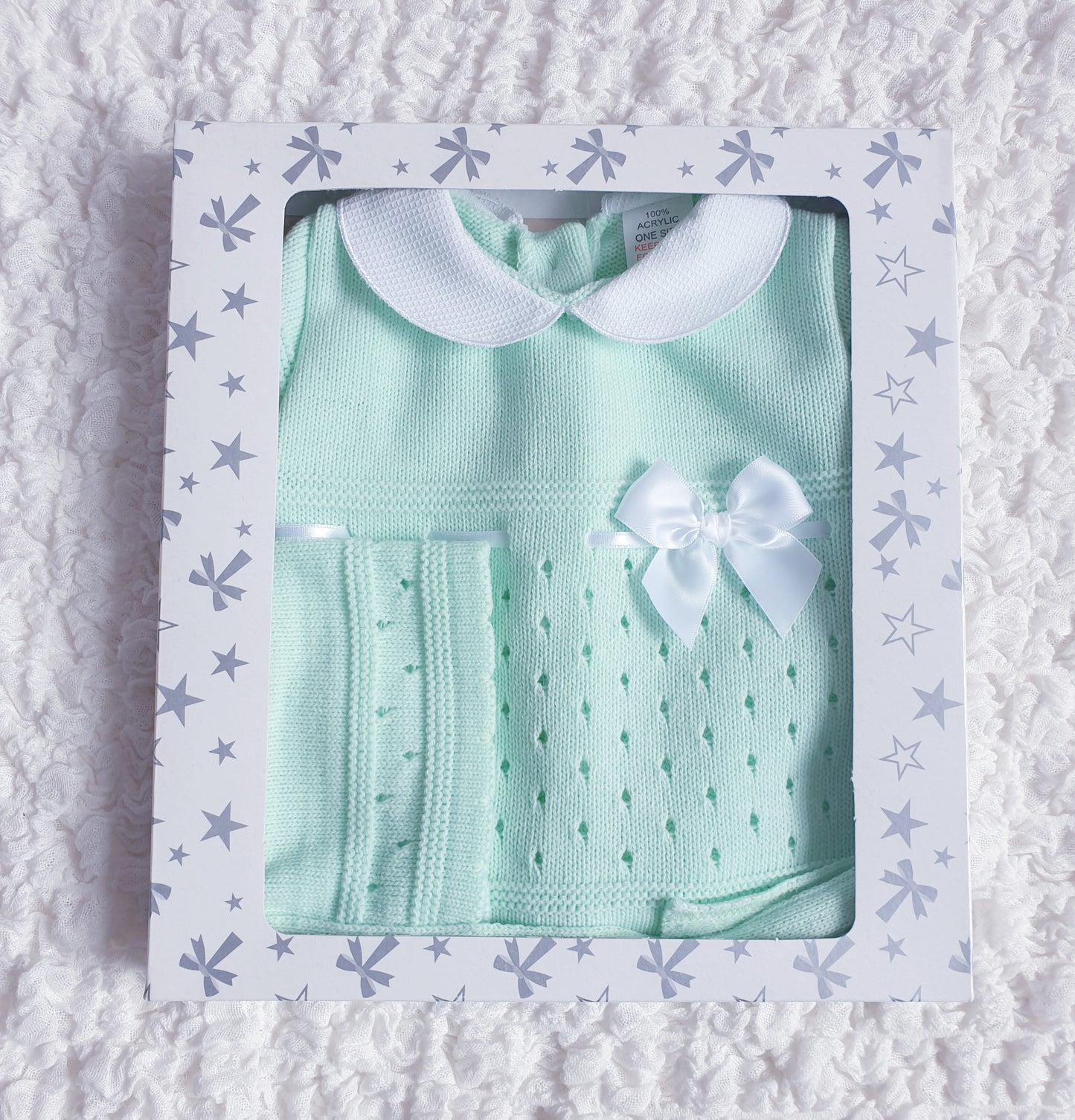 Baby Girls Mint Spanish Knitted 3 Piece Jam Pants Set
