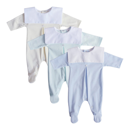 Baby Boys Square Bib Babygrow Blue Mint Lemon