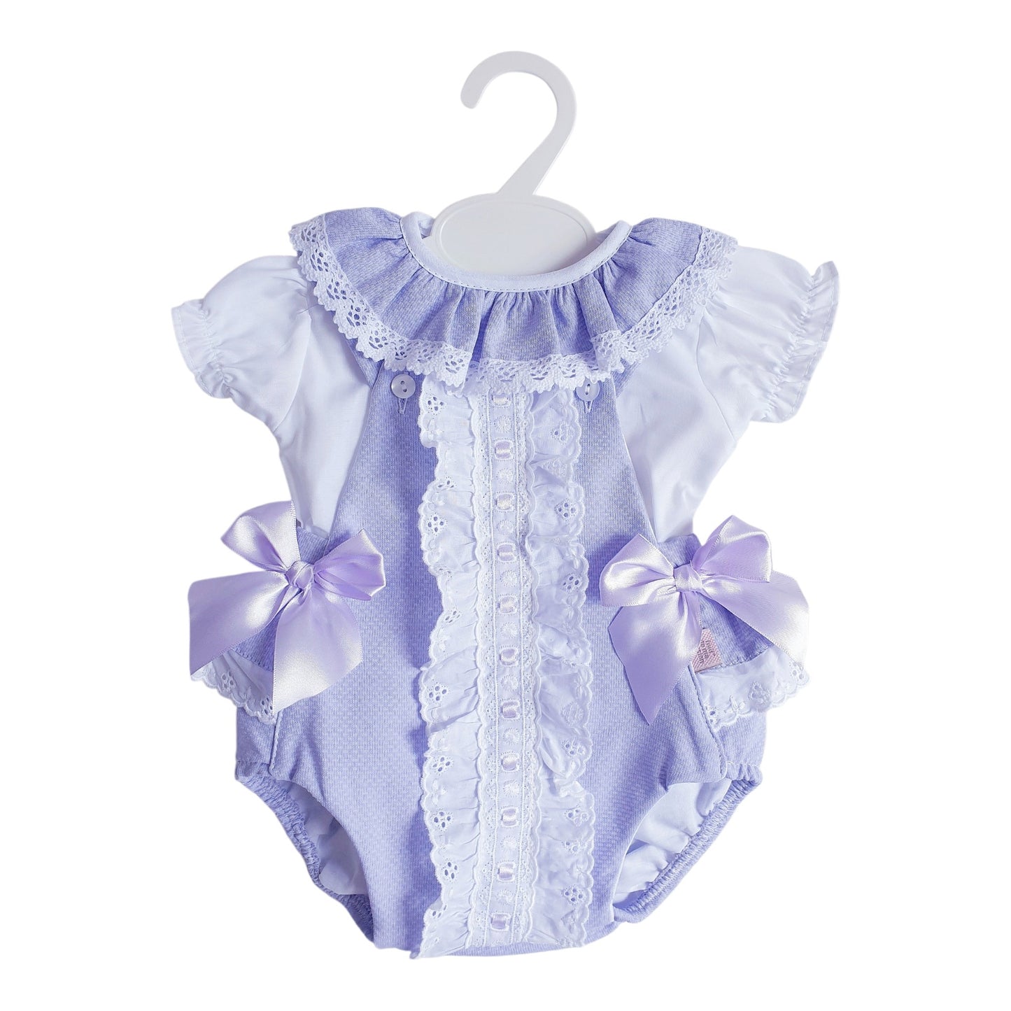 Baby Girls Lilac Spanish Double Bow Romper