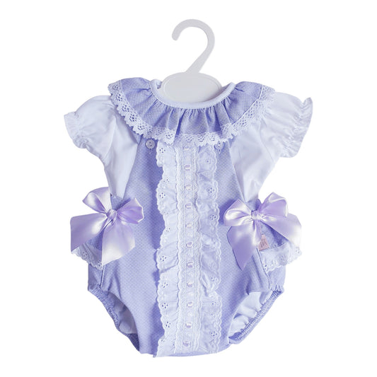 Baby Girls Lilac Spanish Double Bow Romper