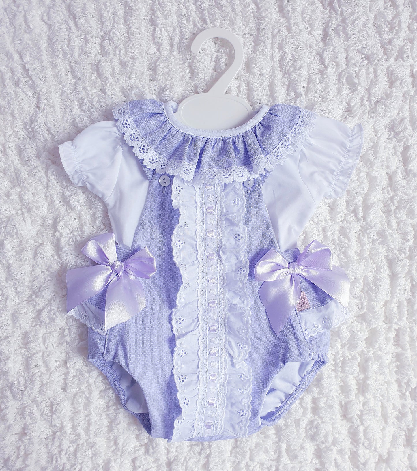 Baby Girls Lilac Spanish Double Bow Romper