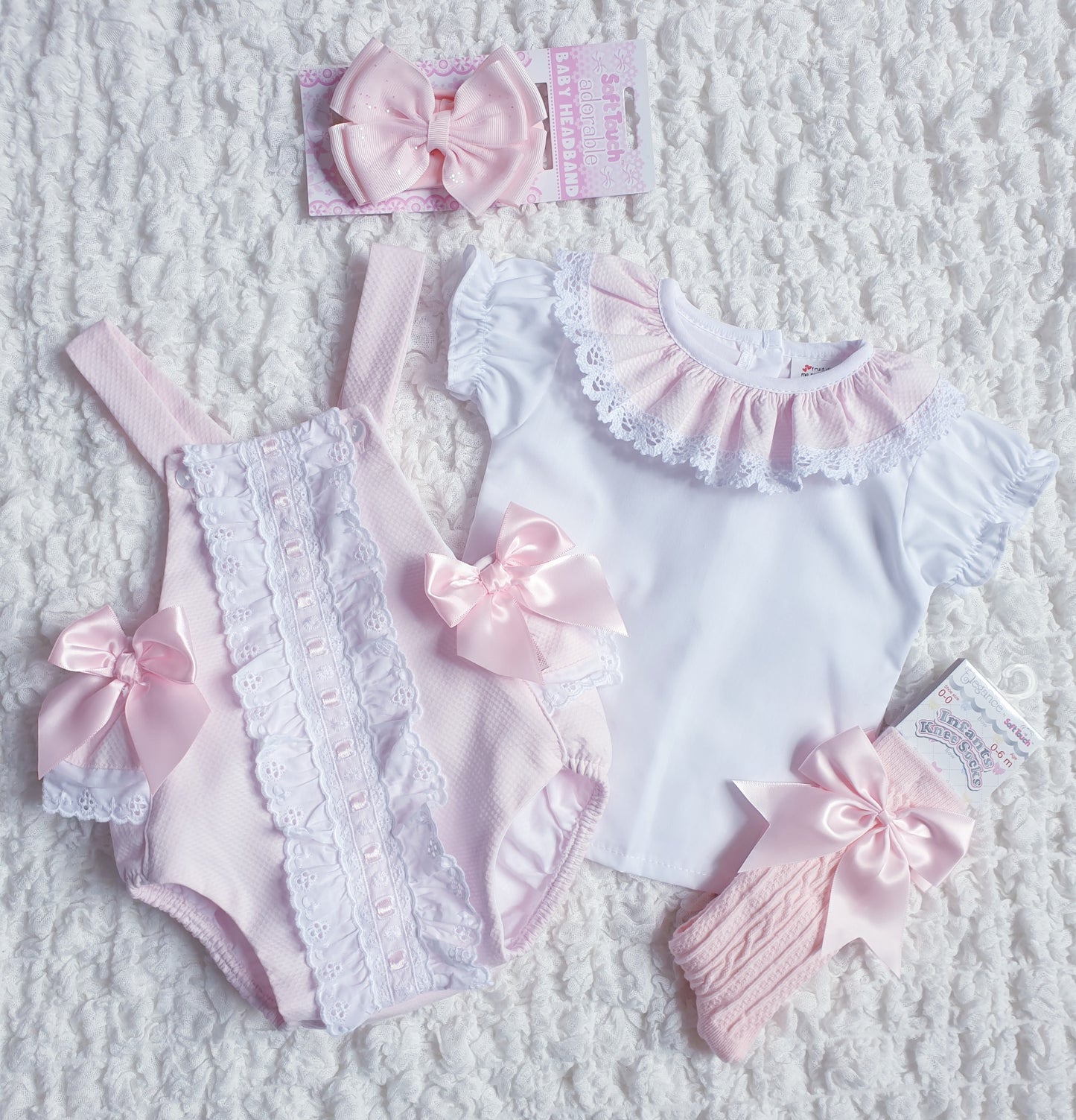 Baby Girls Pink Spanish Double Bow Romper
