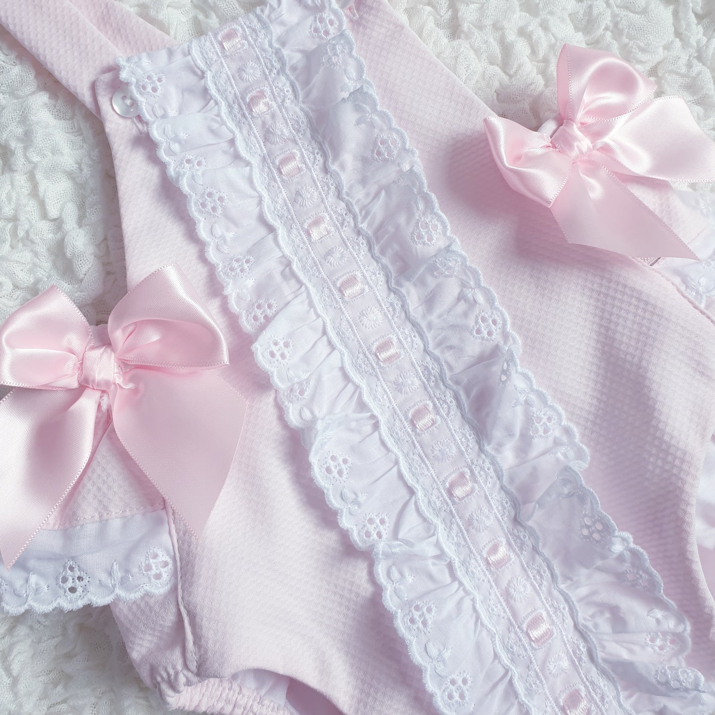 Baby Girls Pink Spanish Double Bow Romper