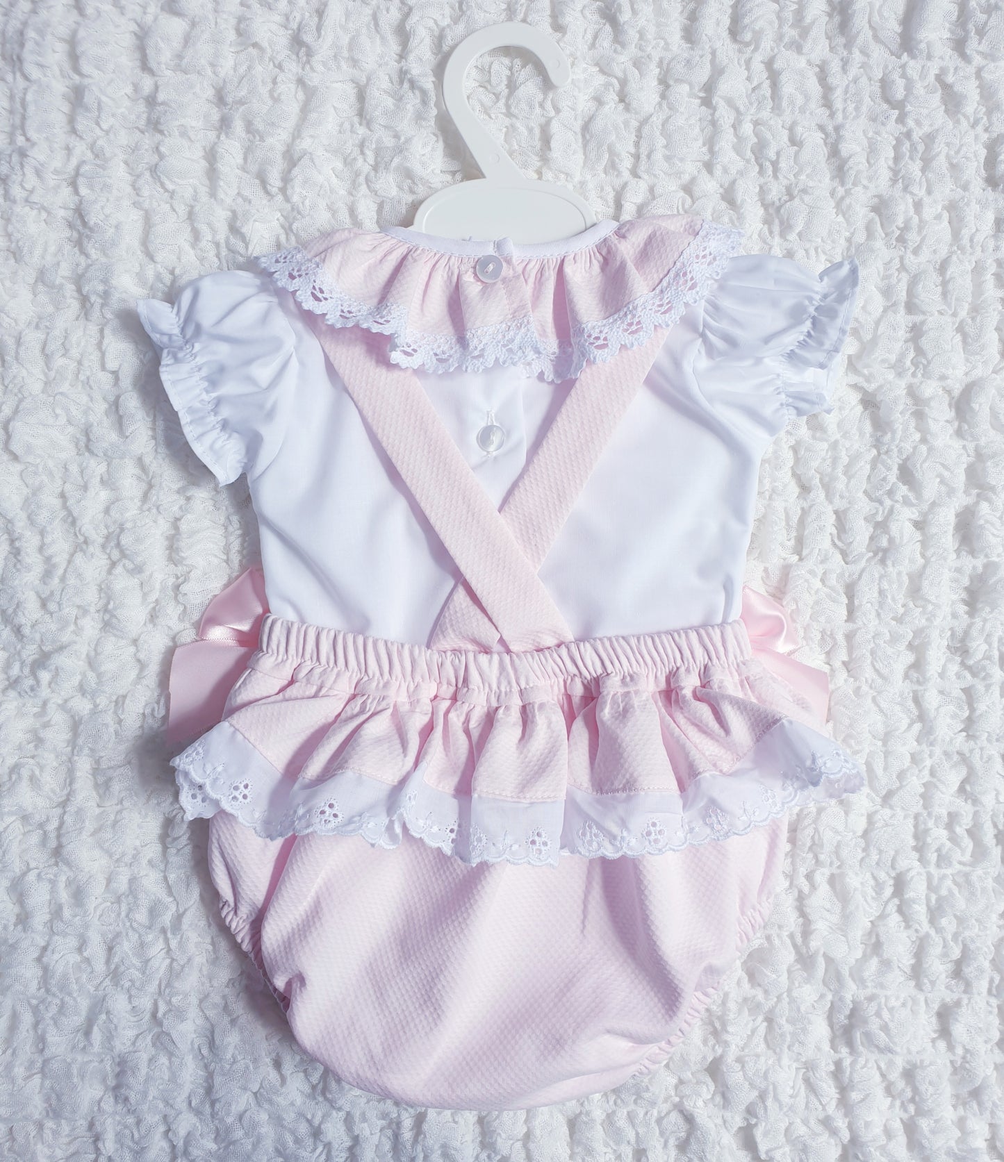 Baby Girls Pink Spanish Double Bow Romper