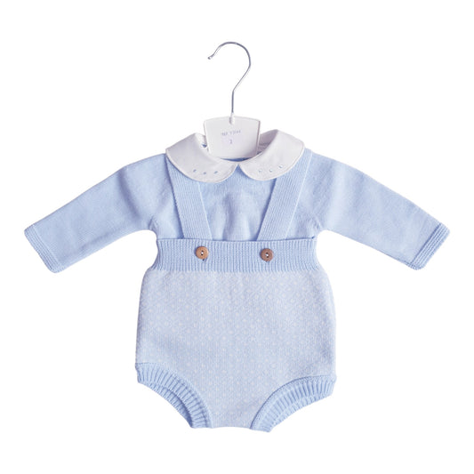 Baby Boys Blue Spanish Knitted Jam Pants & Jumper Set