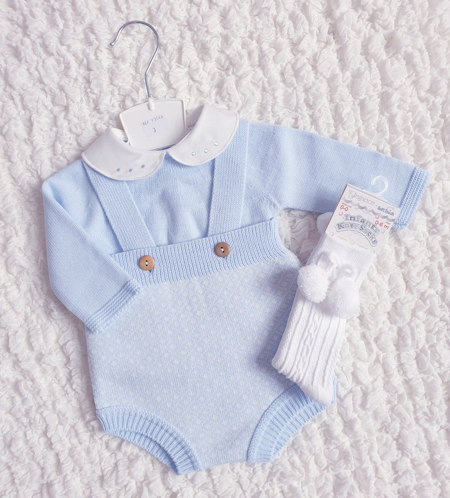 Baby Boys Blue Spanish Knitted Jam Pants & Jumper Set