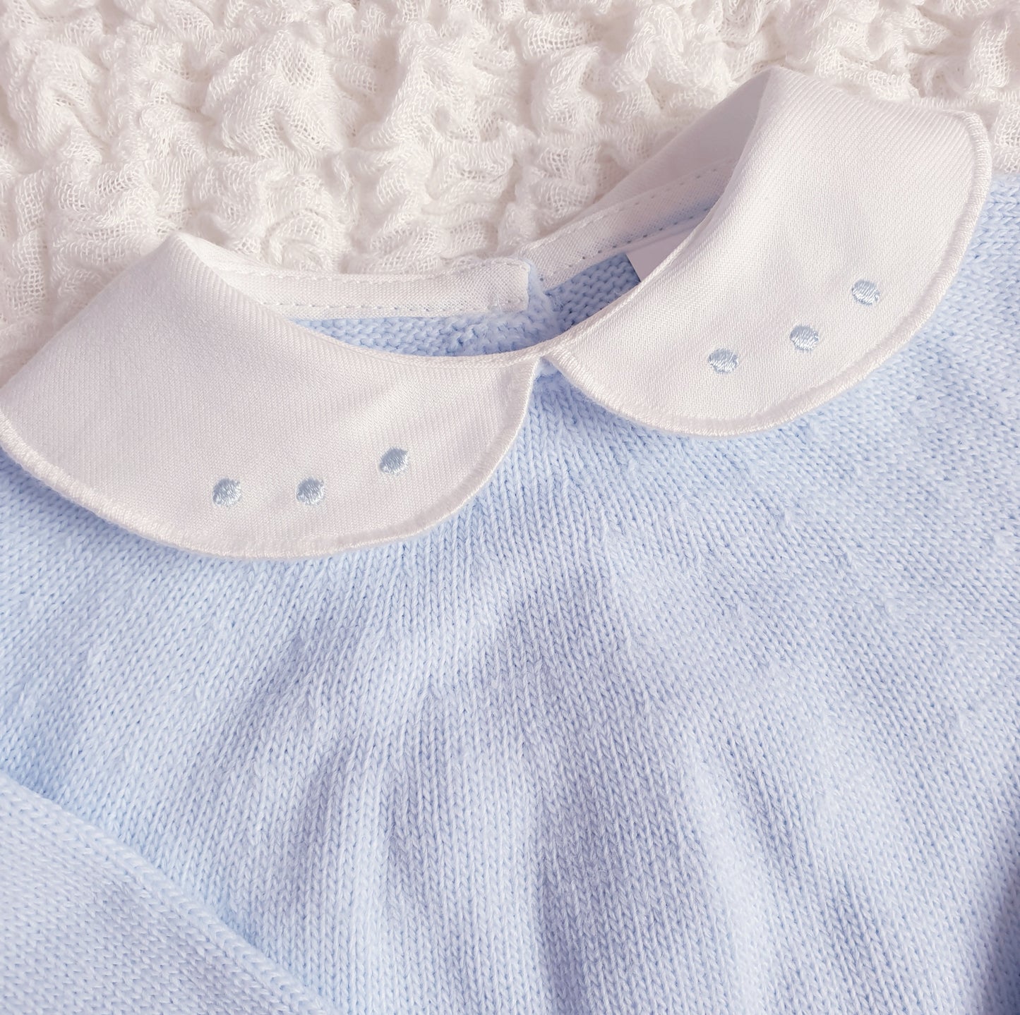Baby Boys Blue Spanish Knitted Jam Pants & Jumper Set