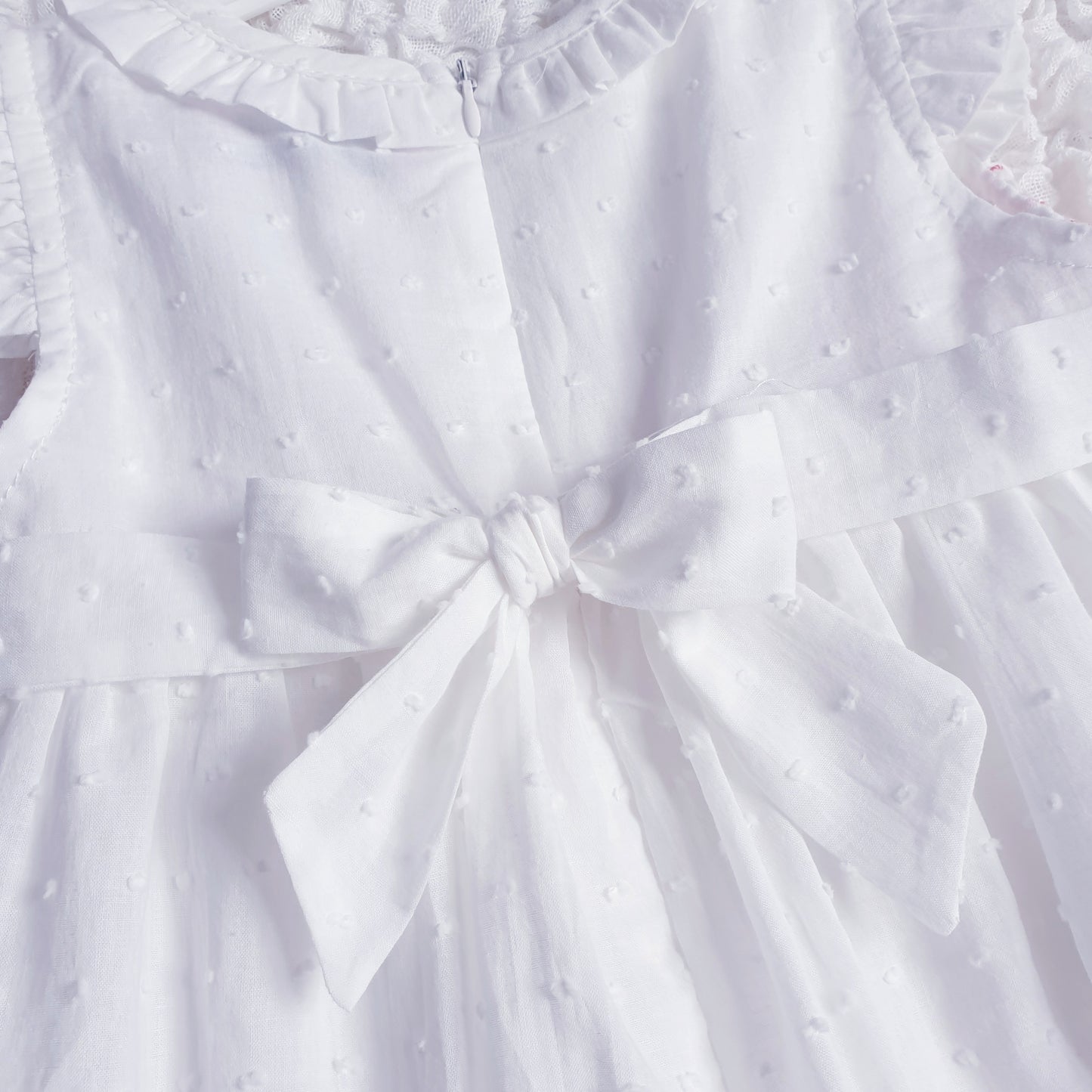 Girls White Pink Smocked Dress