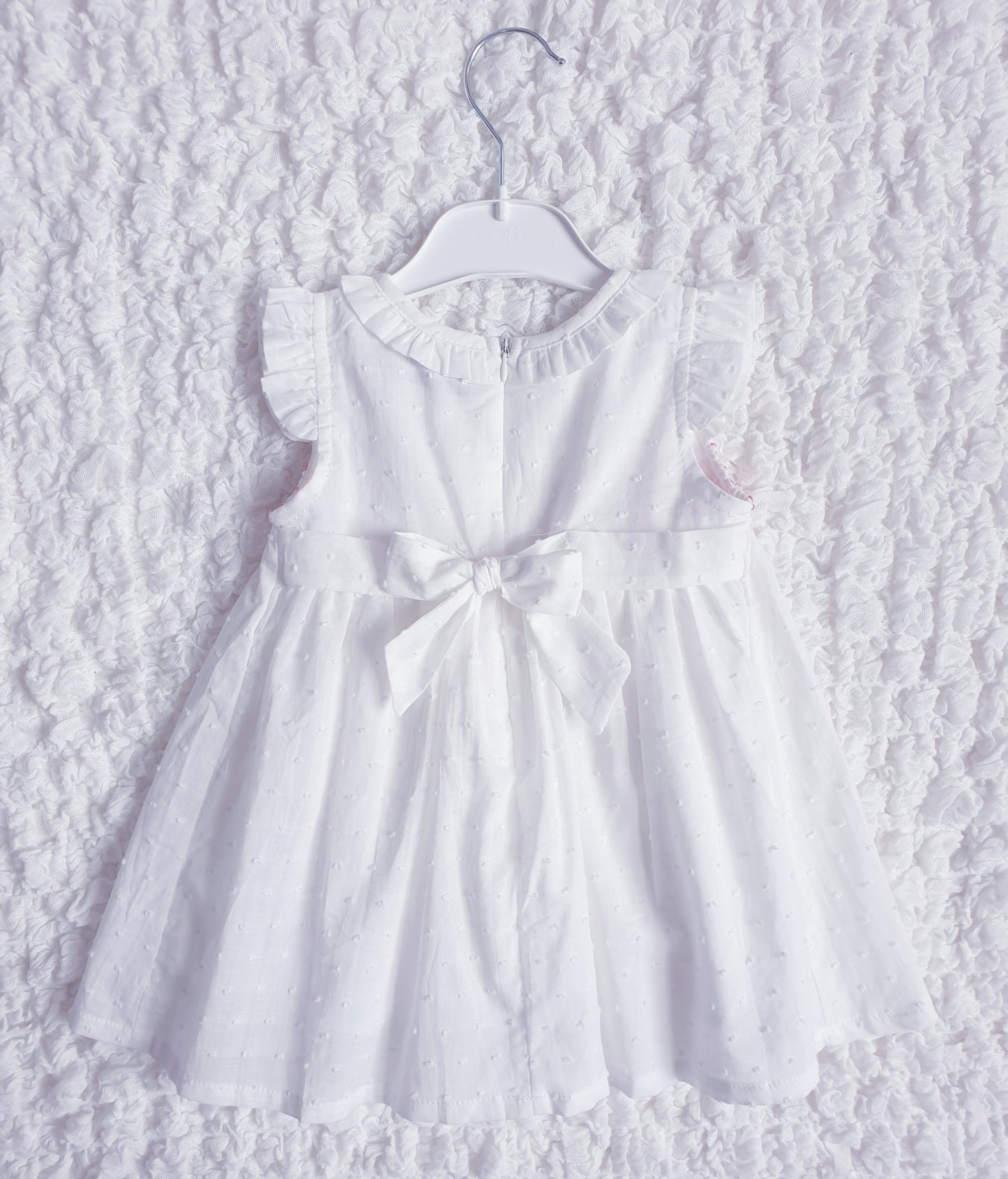 Girls White Pink Smocked Dress