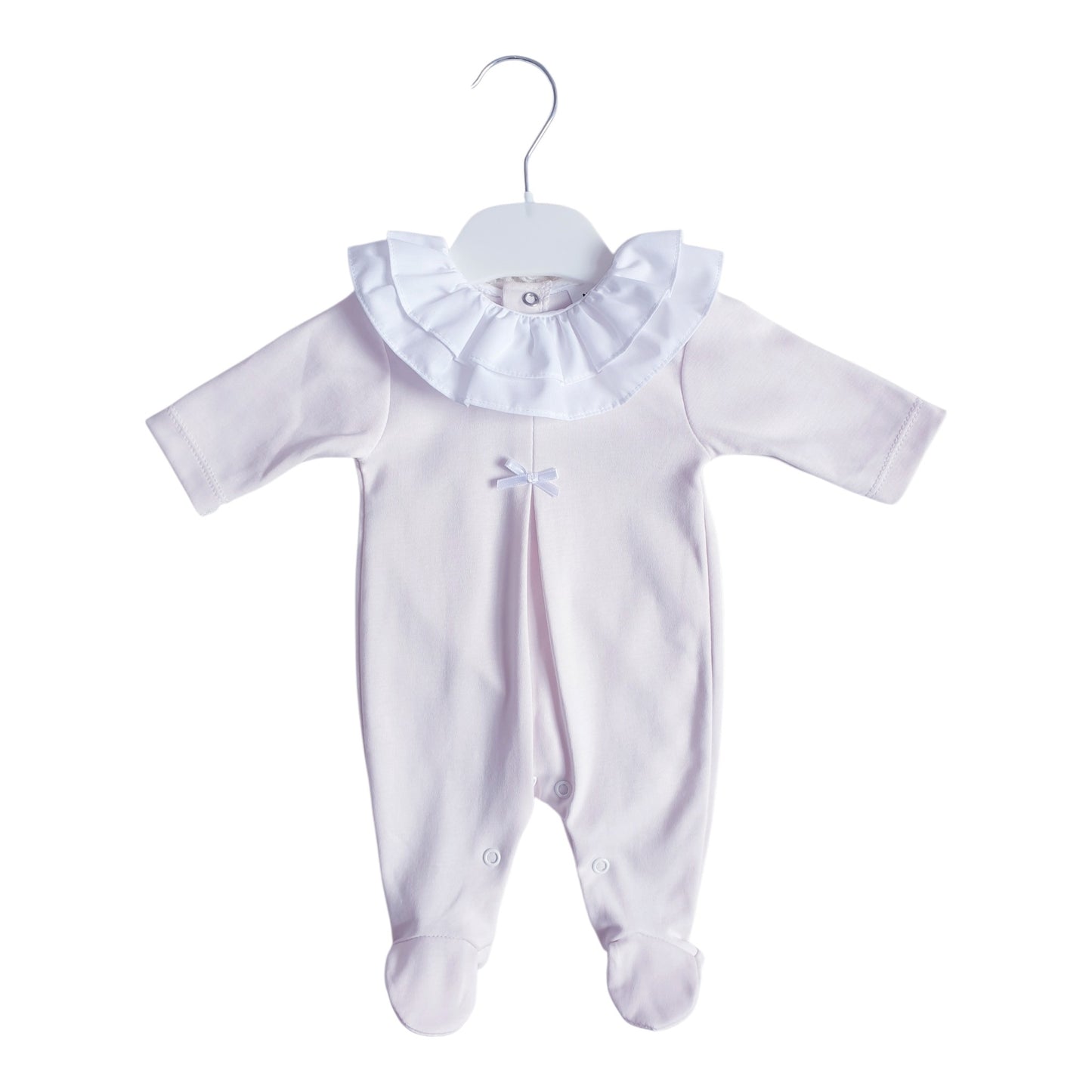 Baby Girls Pale Pink Frill Collar Babygrow