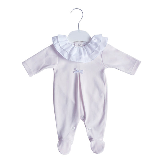 Baby Girls Pale Pink Frill Collar Babygrow
