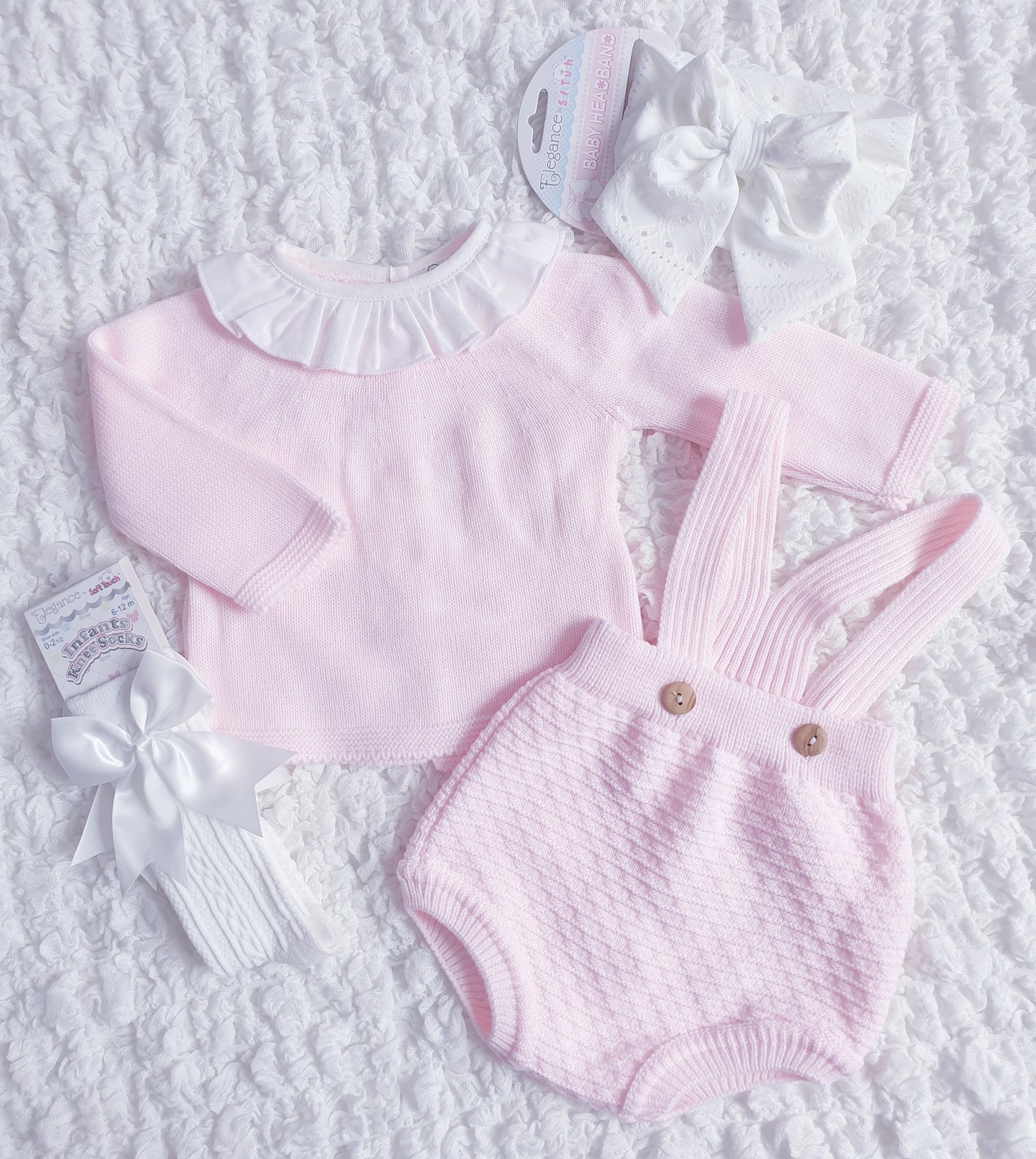 Baby Girls Pink Spanish Knitted Jam Pants & Jumper Set