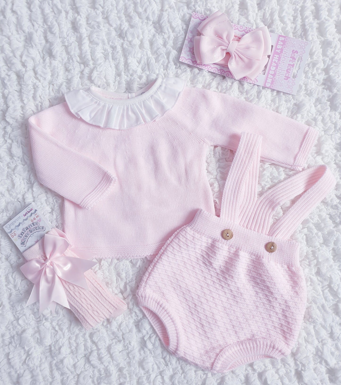 Baby Girls Pink Spanish Knitted Jam Pants & Jumper Set