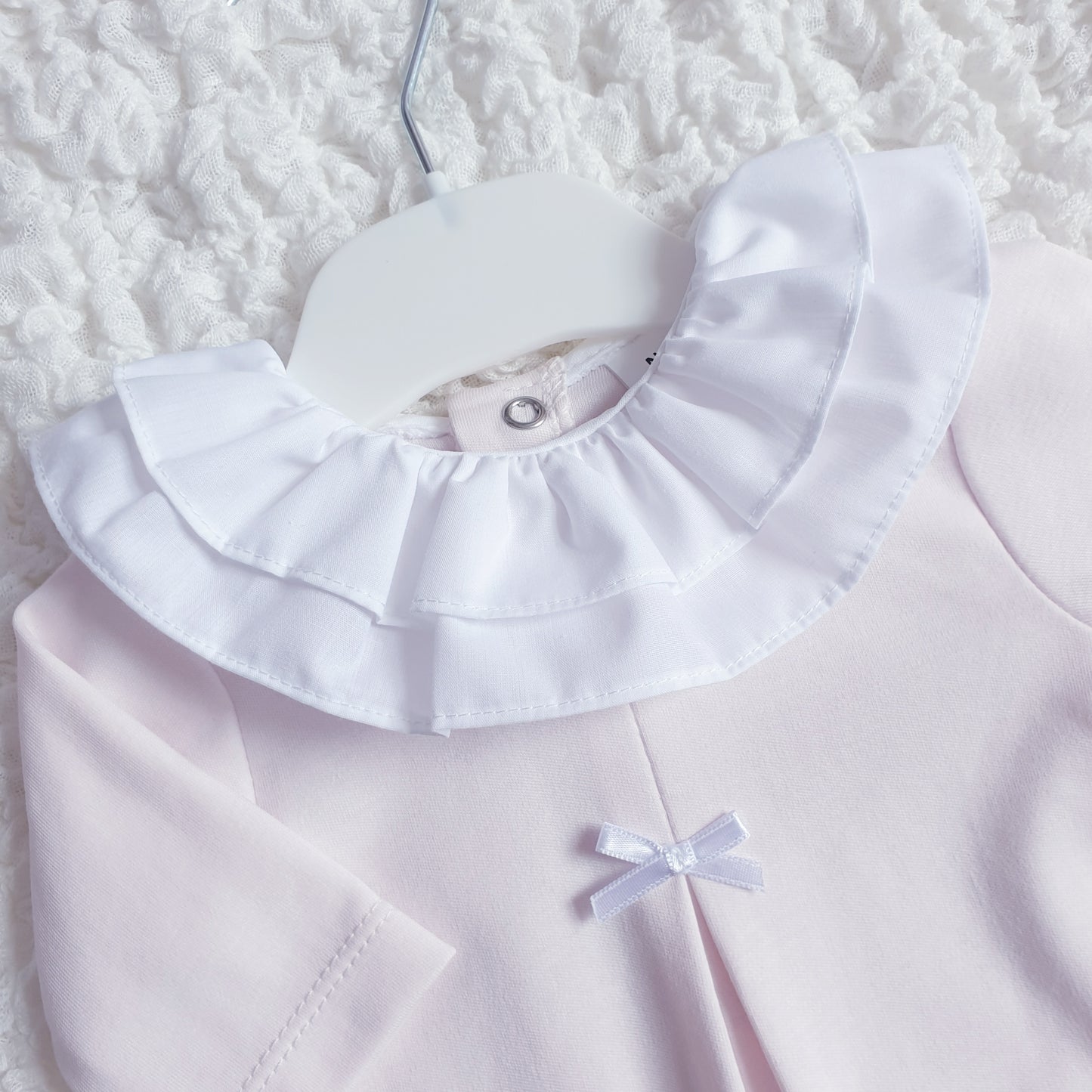 Baby Girls Pale Pink Frill Collar Babygrow