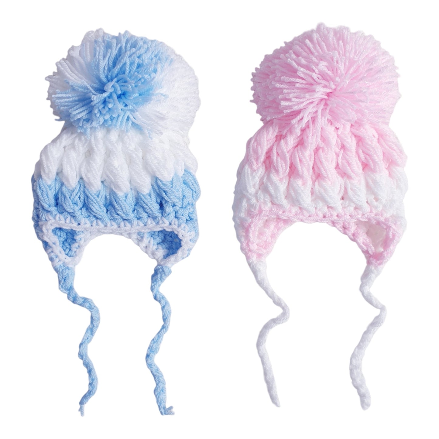 Baby Girls/Boys Hand Knitted Pom Pom Hat 0-6M