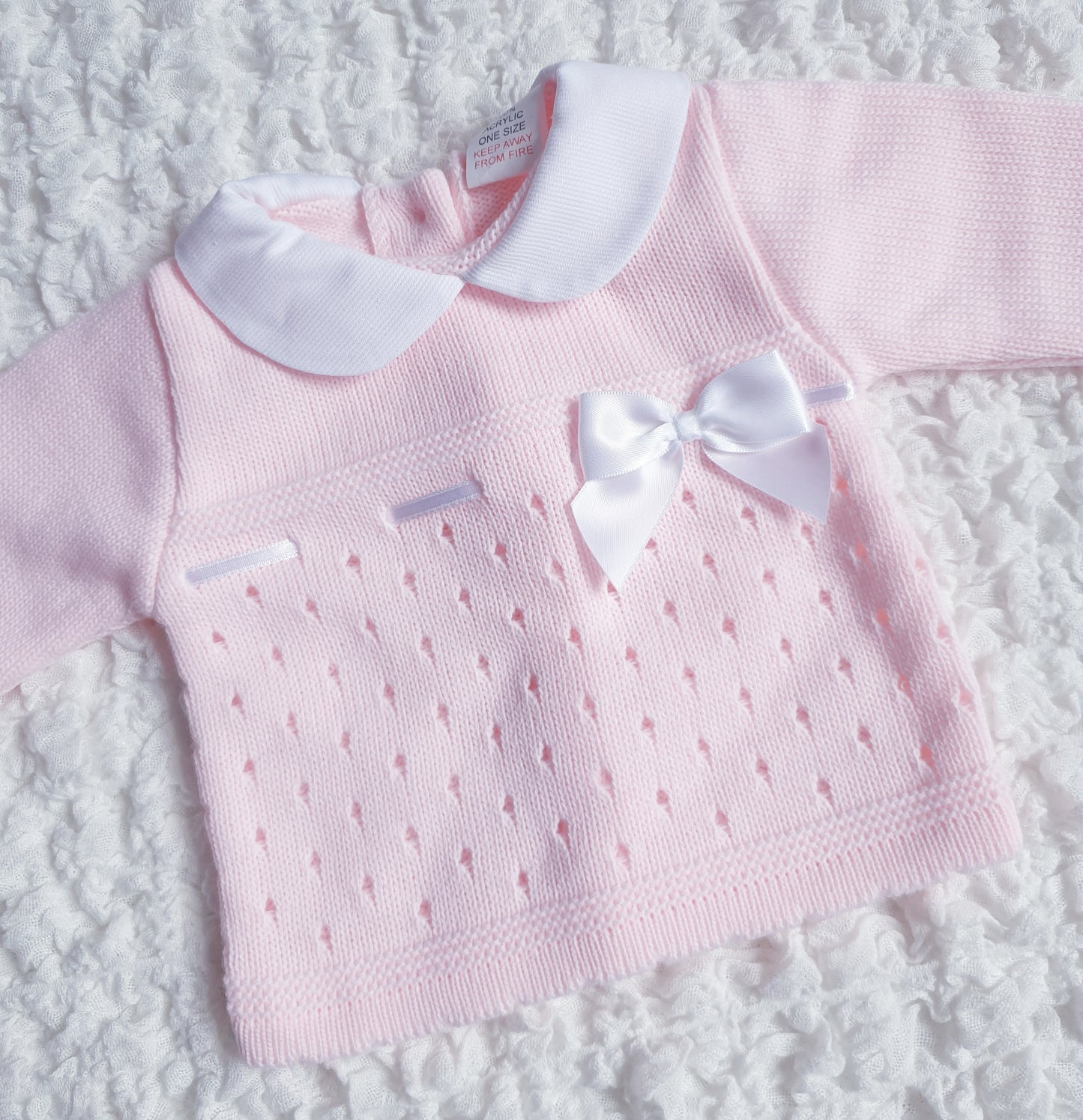 Baby Girls Pink Spanish Knitted 3 Piece Box Set