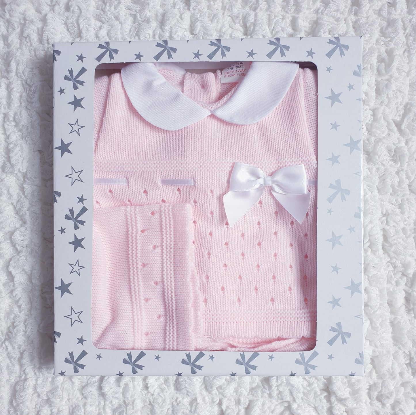 Baby Girls Pink Spanish Knitted 3 Piece Box Set