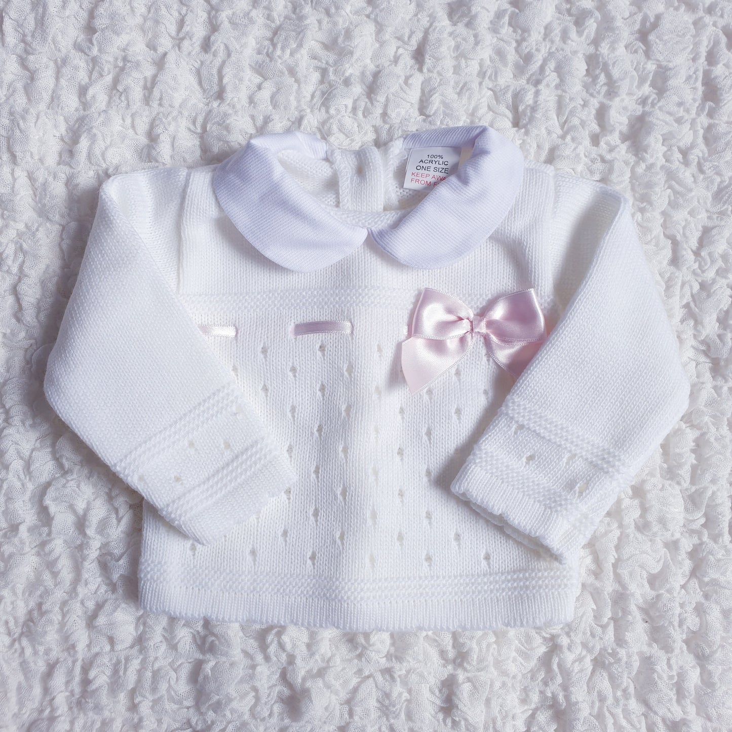 Baby Girls White Spanish Knitted 3 Piece Box Set