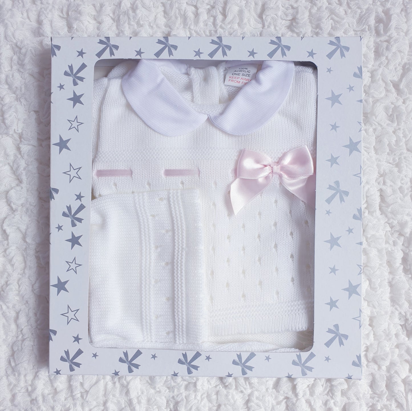 Baby Girls White Spanish Knitted 3 Piece Box Set