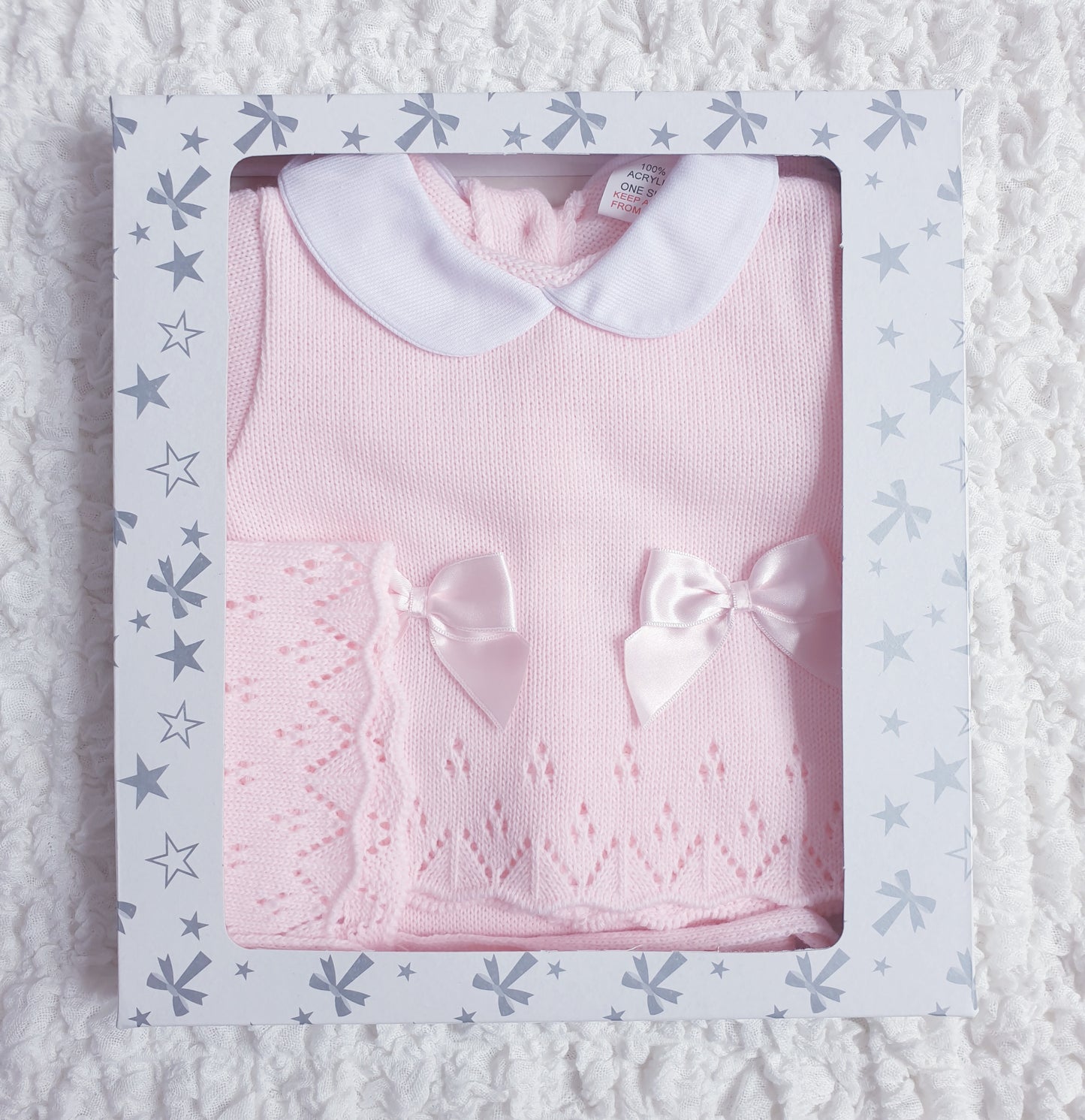 Baby Girls Pink Spanish Knitted 3 Piece Box Set