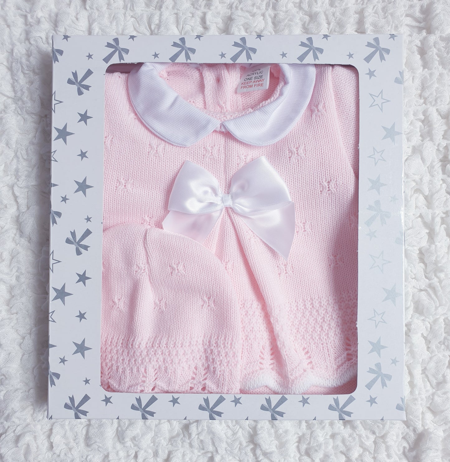 Baby Girls Pink Spanish Knitted 3 Piece Box Set
