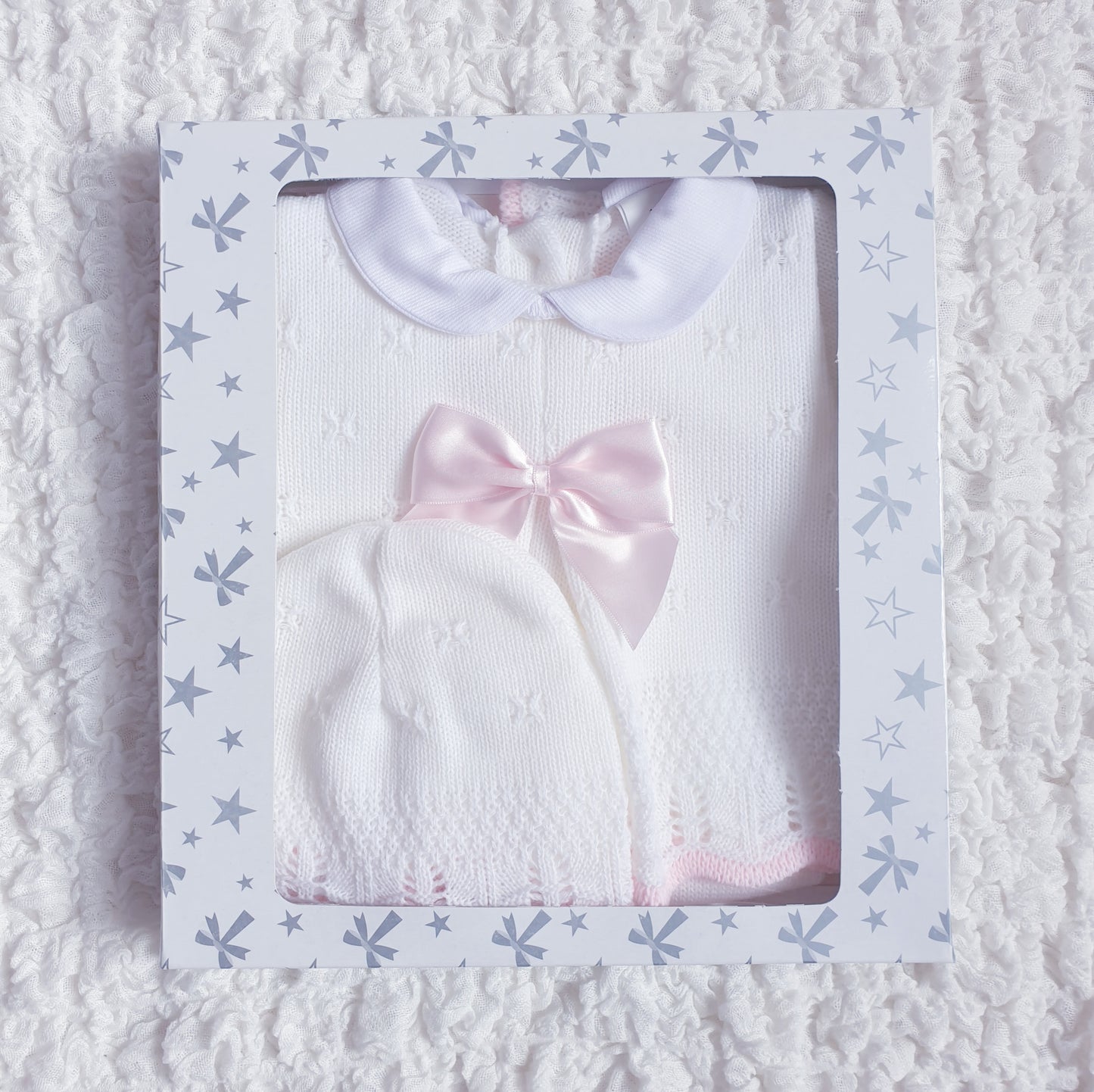 Baby Girls White Spanish Knitted 3 Piece Box Set