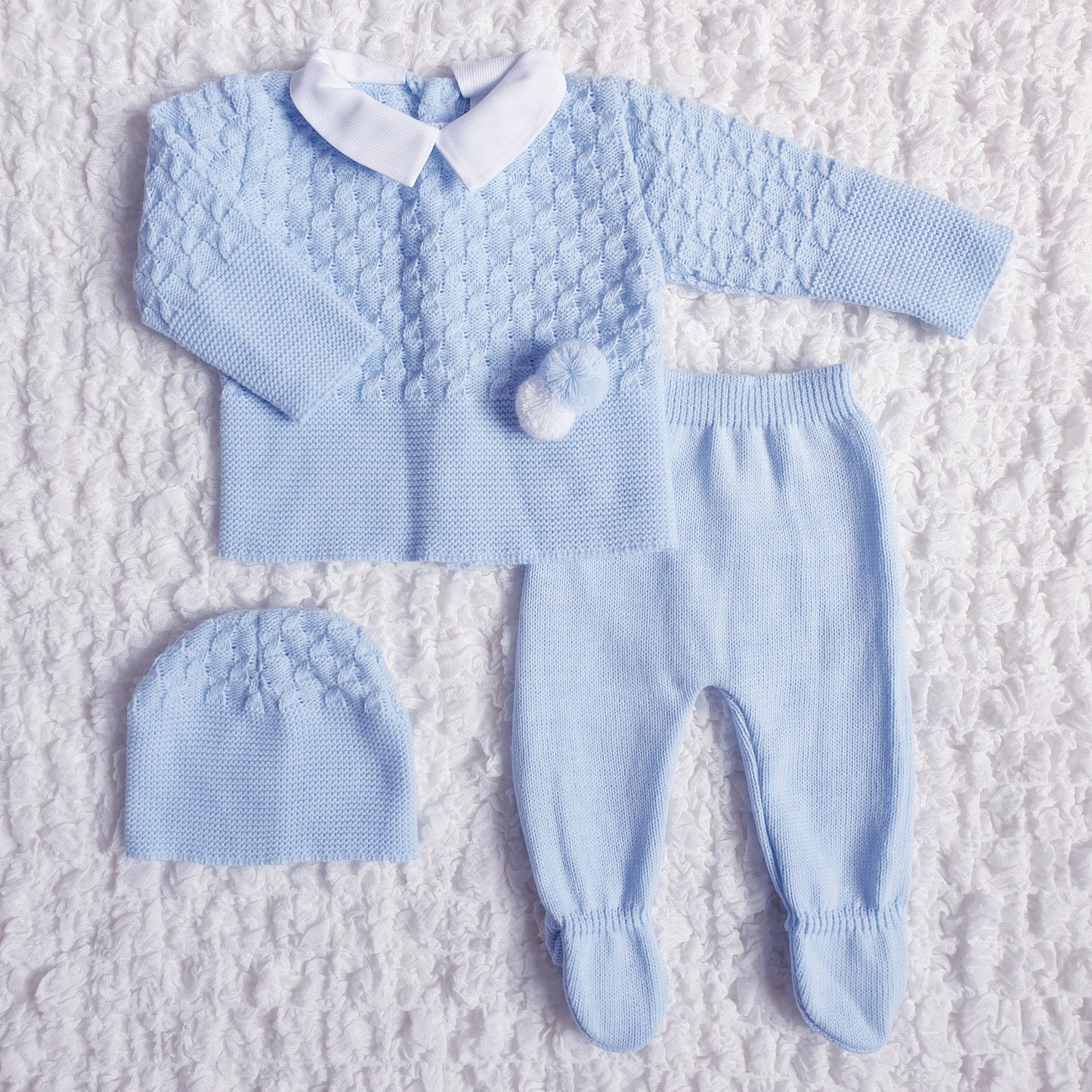 Baby Boys Spanish Blue Knitted 3 Piece Box Set