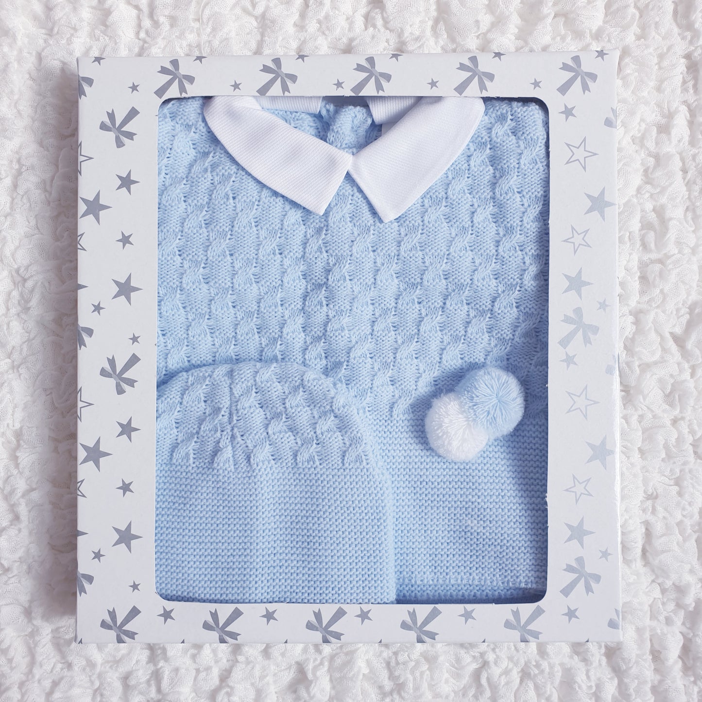 Baby Boys Spanish Blue Knitted 3 Piece Box Set