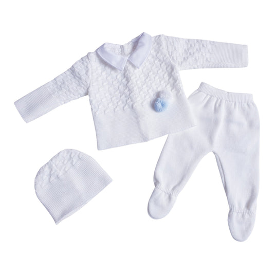Baby Boys Spanish White Knitted 3 Piece Box Set
