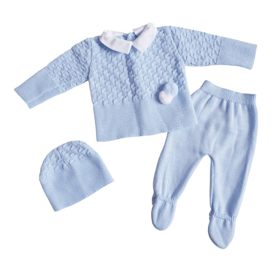 Baby Boys Spanish Blue Knitted 3 Piece Box Set