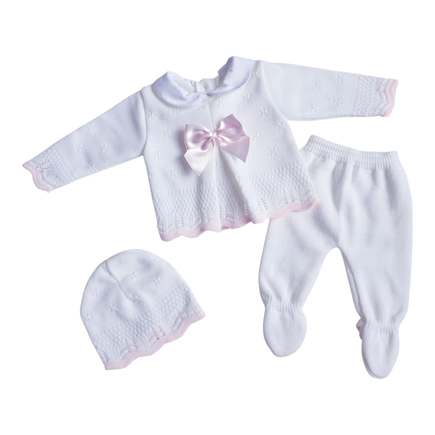 Baby Girls White Spanish Knitted 3 Piece Box Set