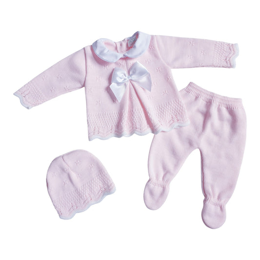 Baby Girls Pink Spanish Knitted 3 Piece Box Set