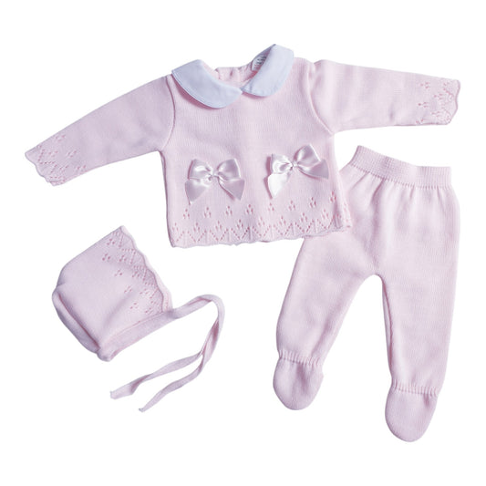 Baby Girls Pink Spanish Knitted 3 Piece Box Set