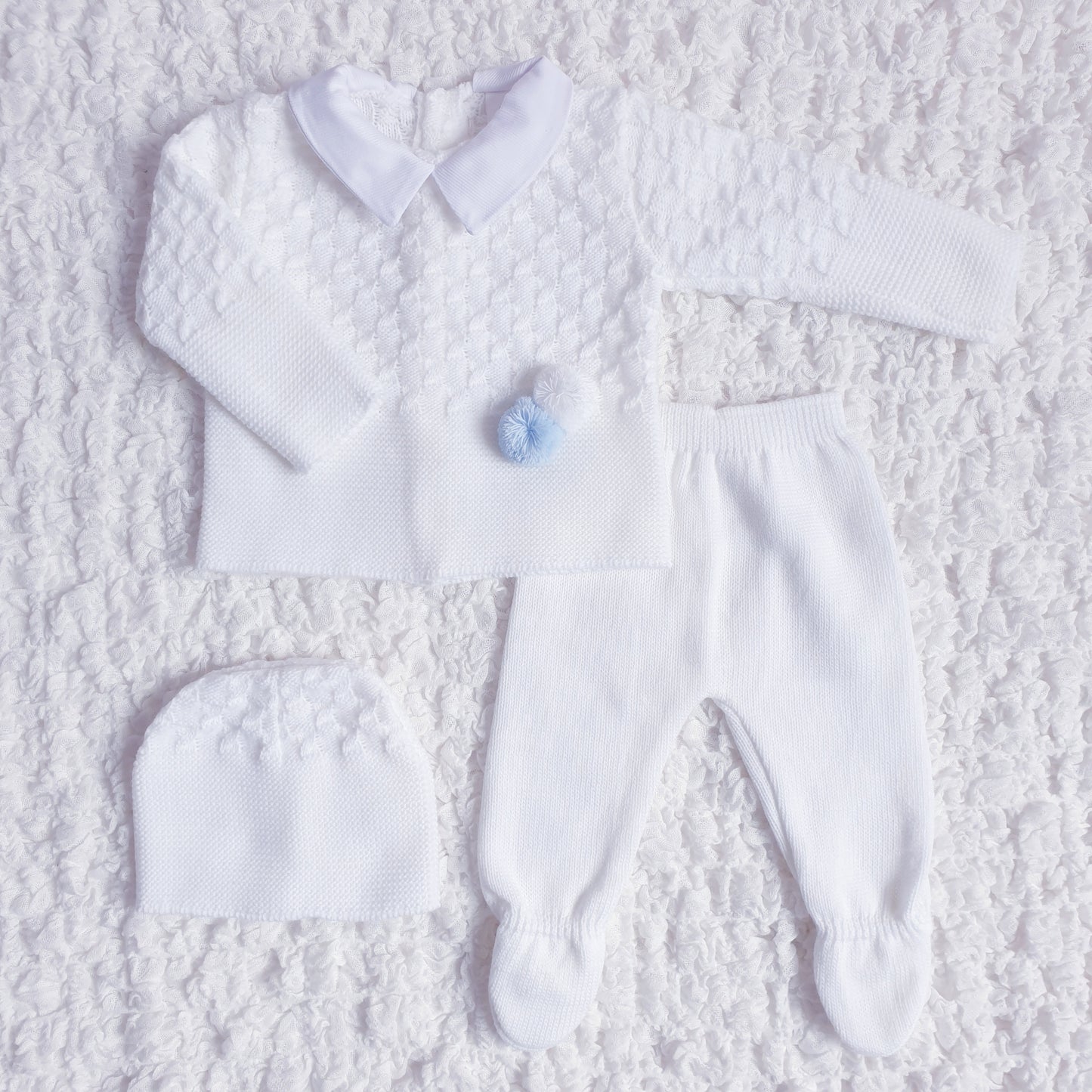 Baby Boys Spanish White Knitted 3 Piece Box Set
