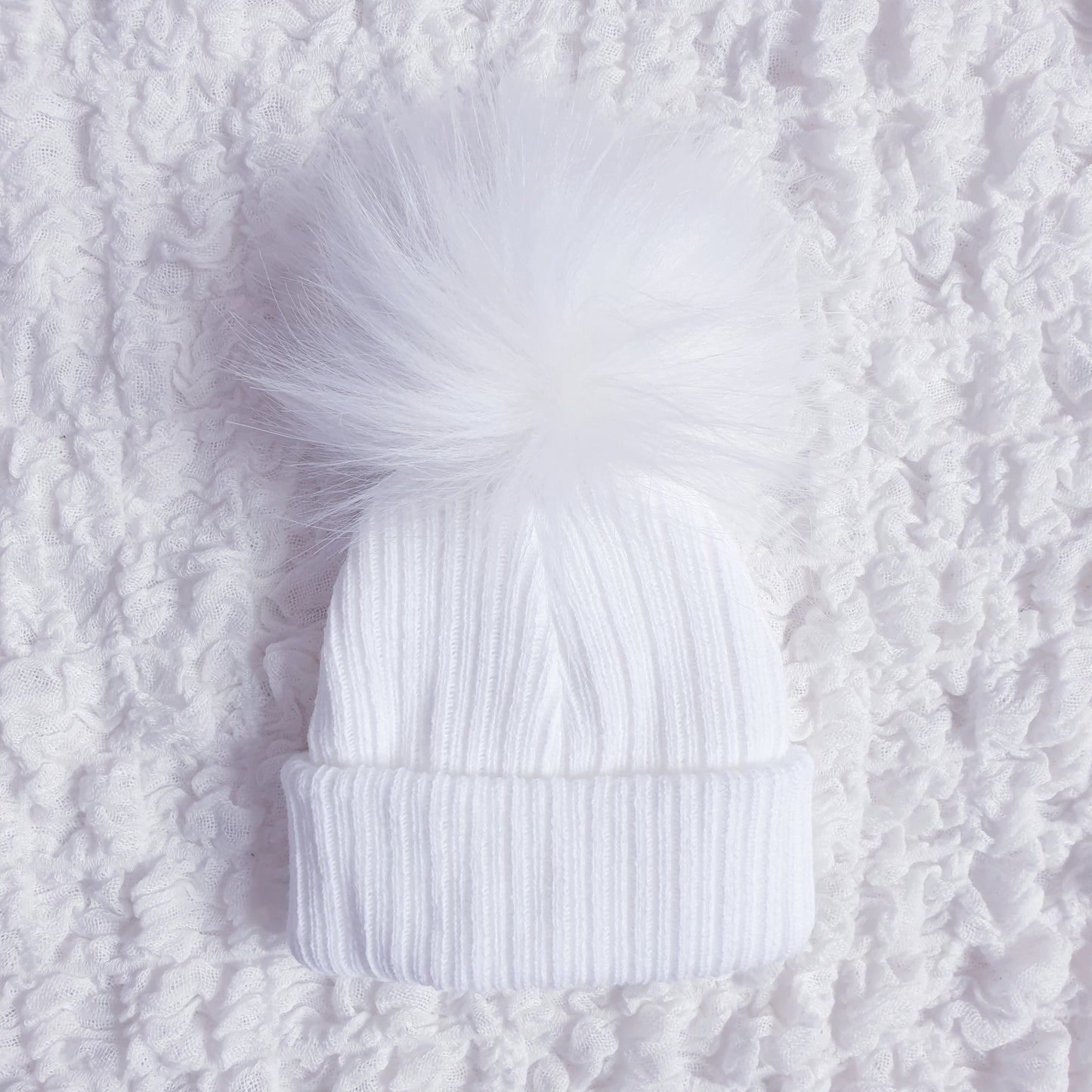 Newborn Baby Pom Pom Hat Blue White Pink