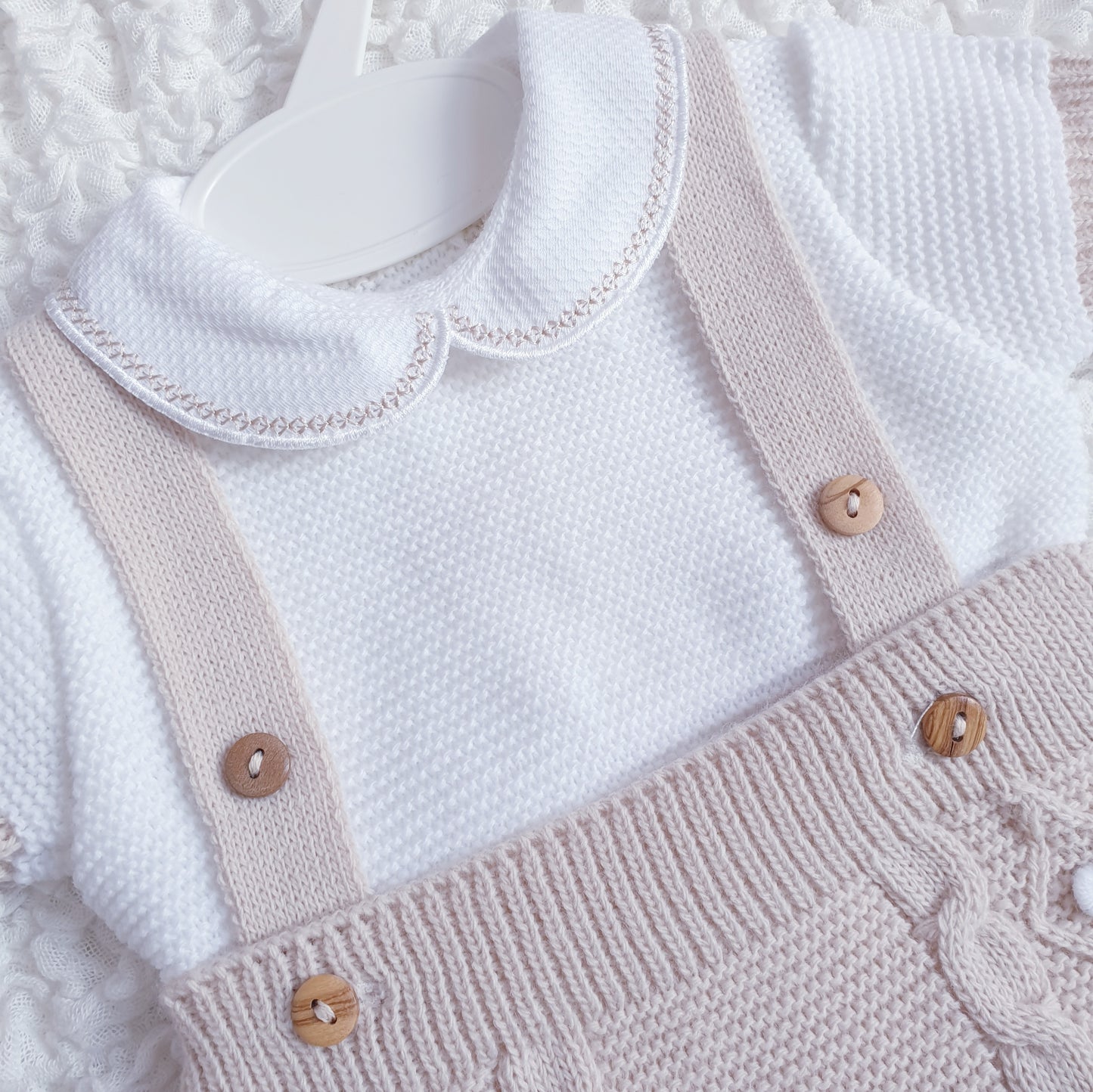 Baby Boys Beige Knitted 2 Piece Outfit