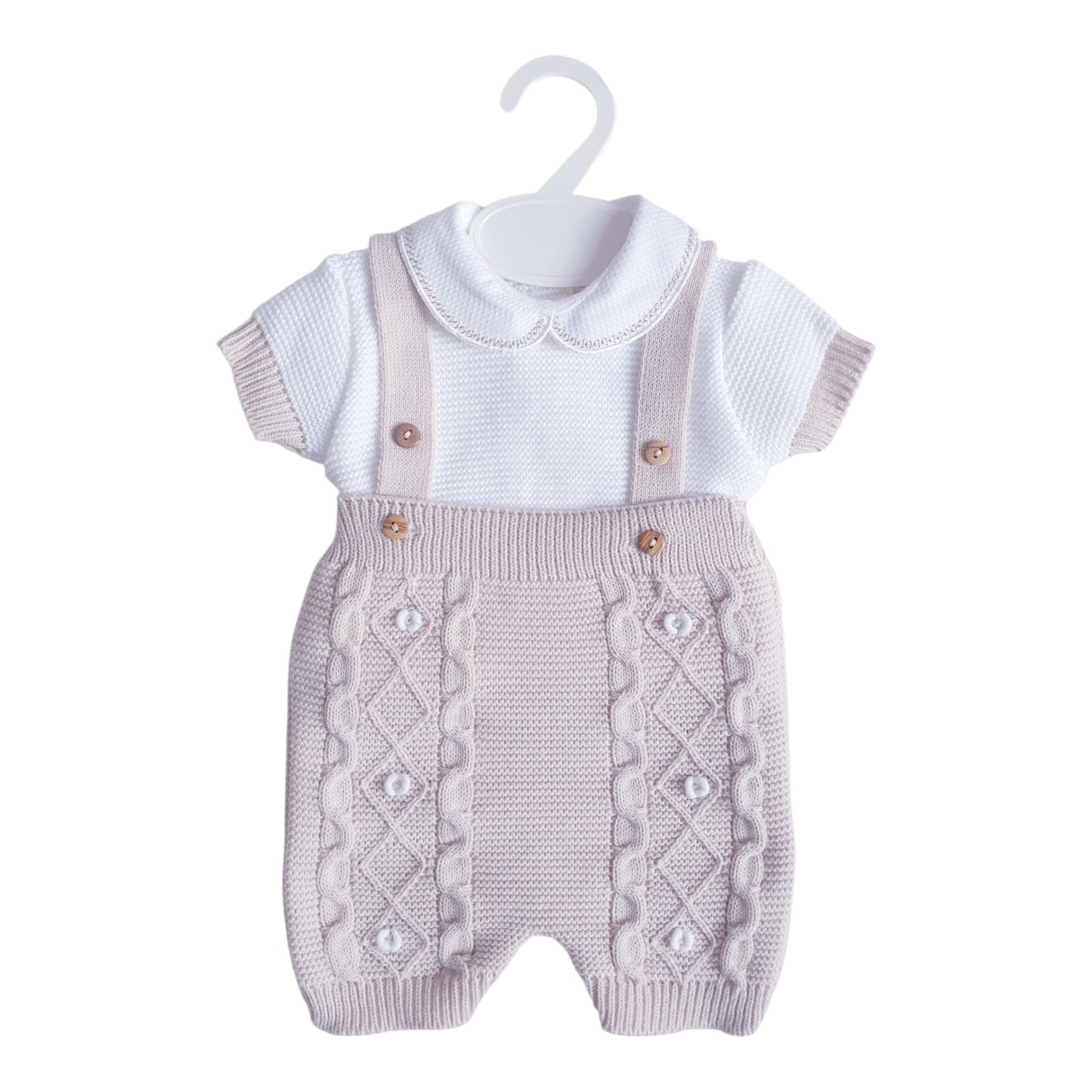 Baby Boys Beige Knitted 2 Piece Outfit