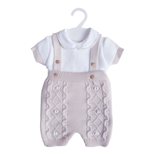 Baby Boys Beige Knitted 2 Piece Outfit