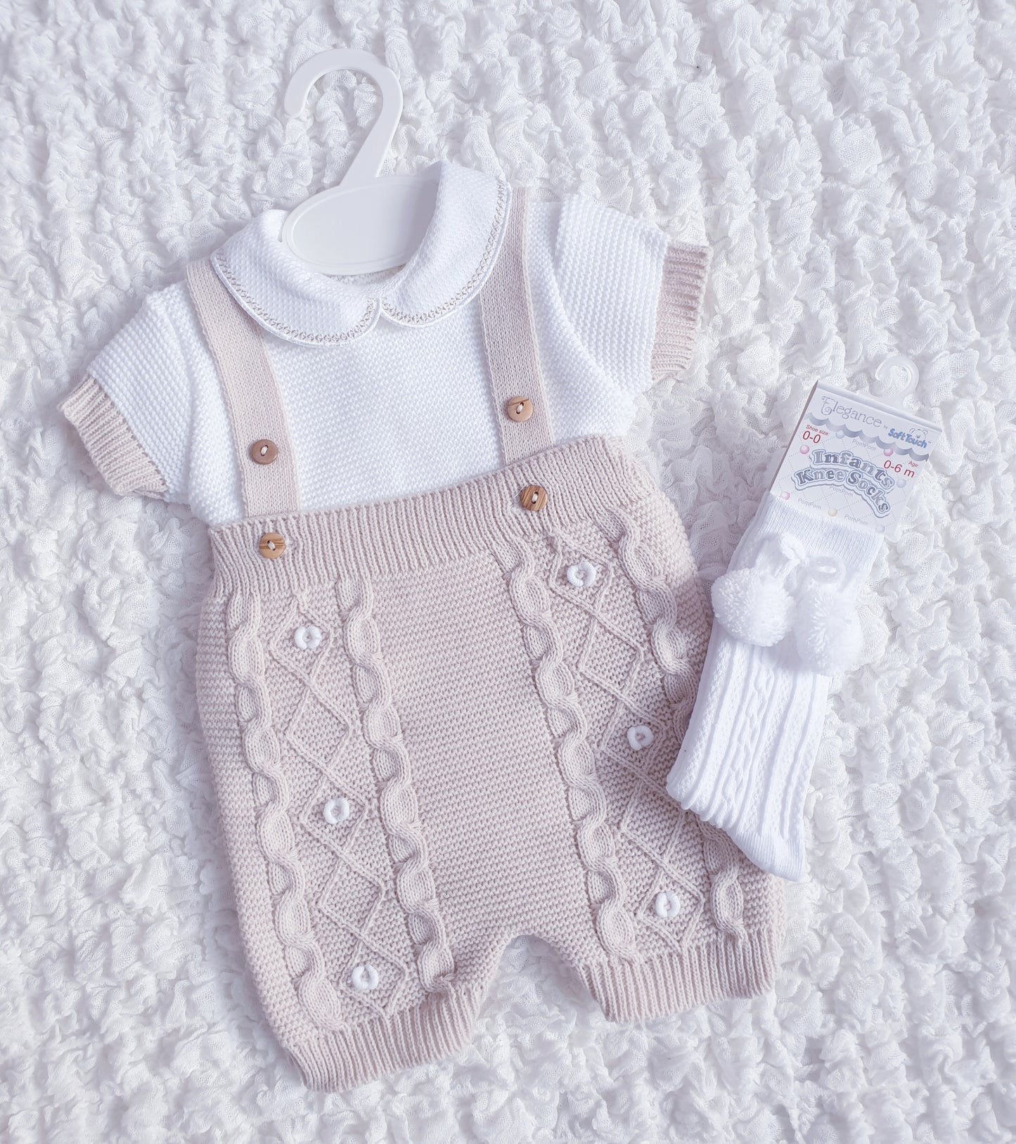 Baby Boys Beige Knitted 2 Piece Outfit