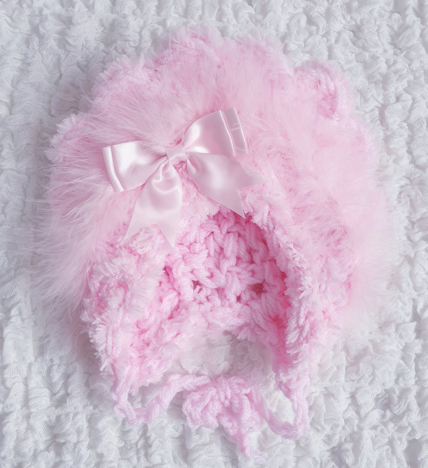 Baby Girls Pink Hand Knitted Cardigan & Hat Set
