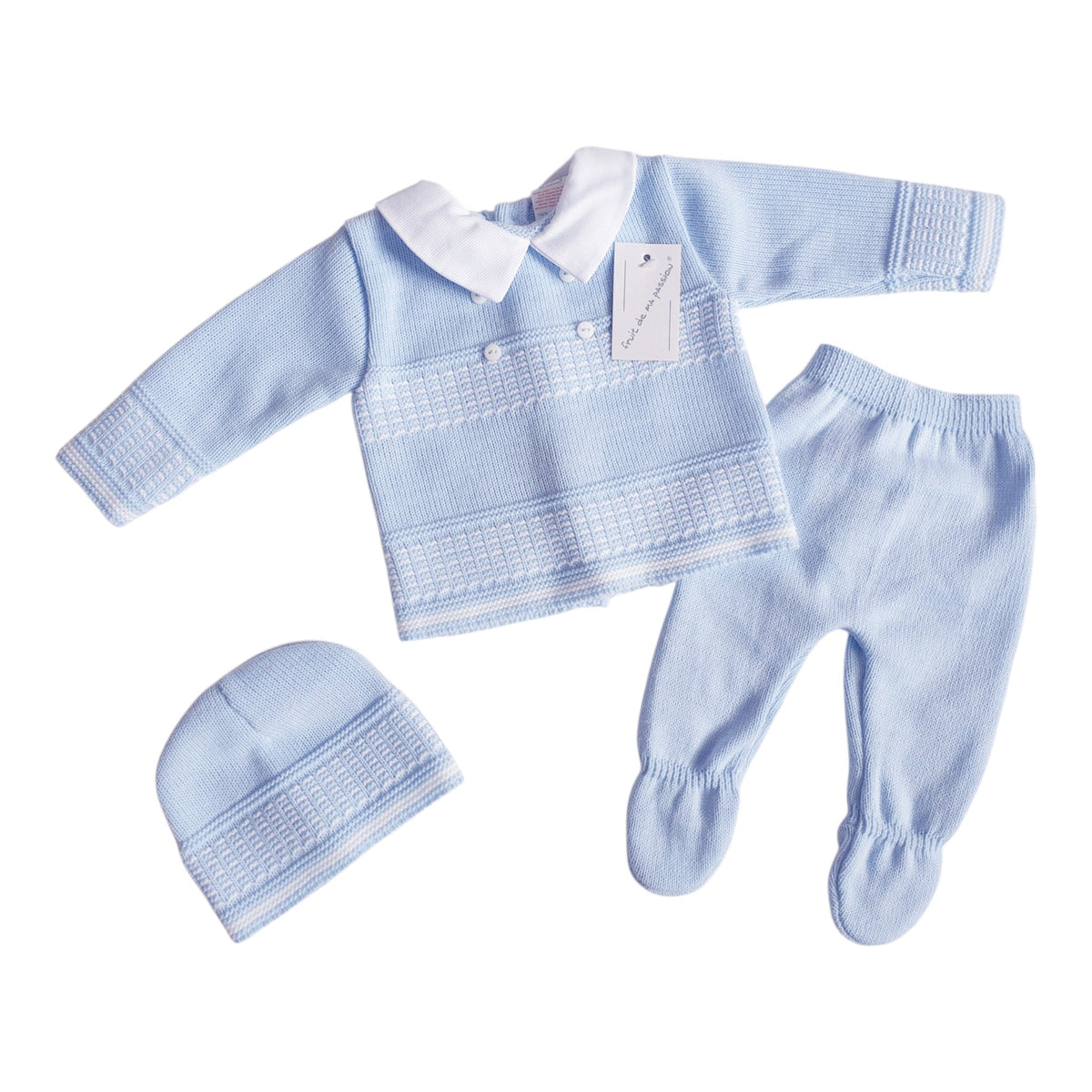 Baby Boys Spanish Blue Knitted 3 Piece Box Set