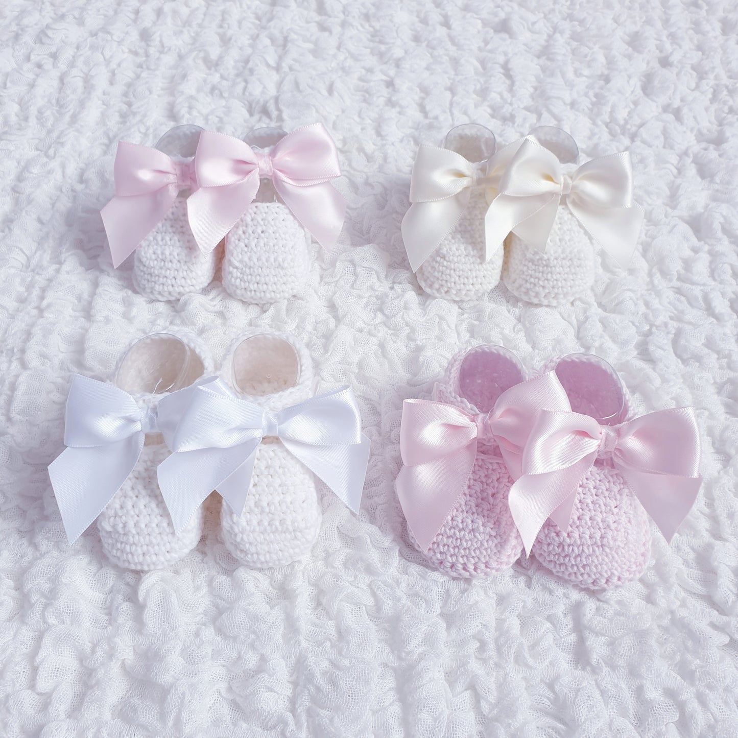 Baby Girls Crochet Knit Bow Booties