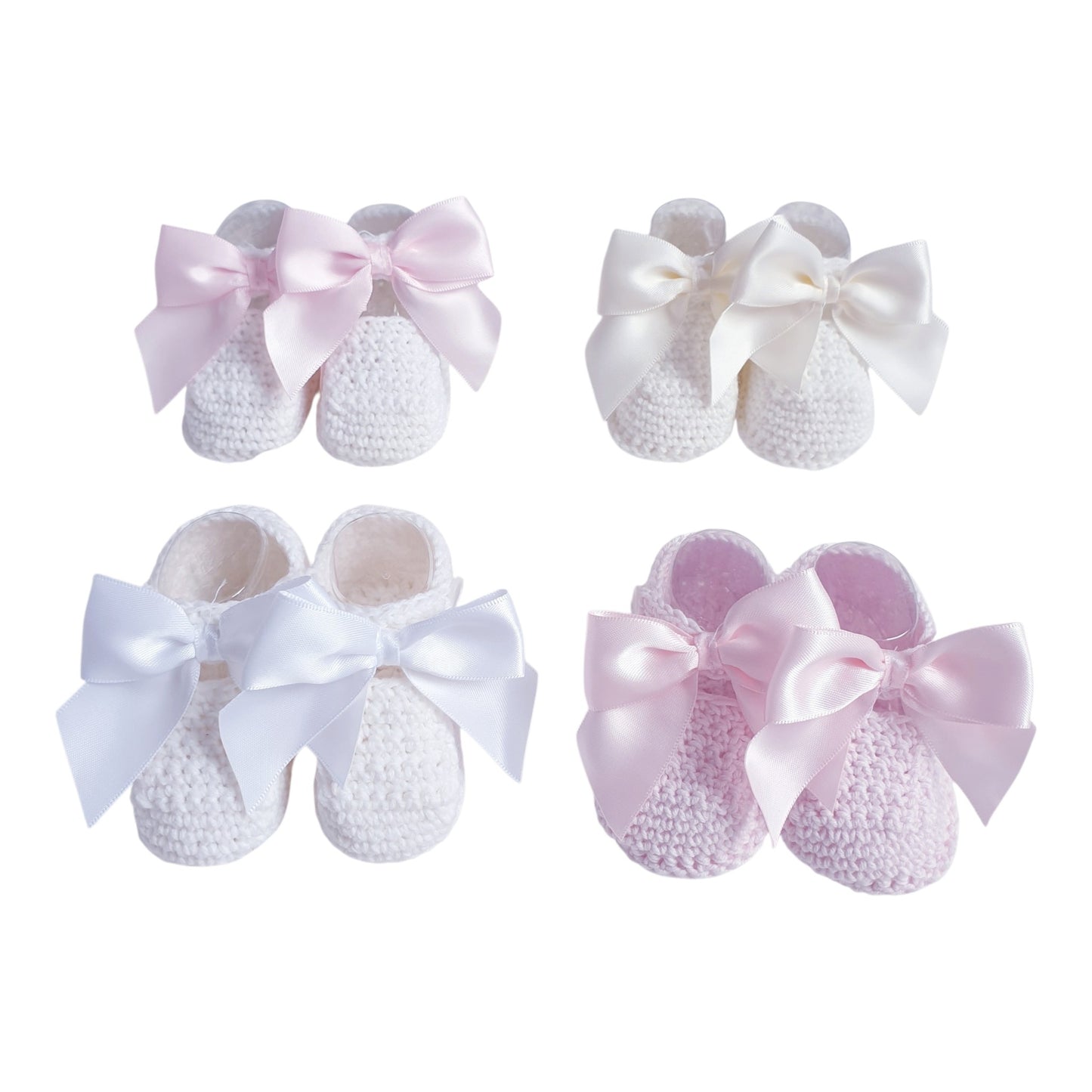 Baby Girls Crochet Knit Bow Booties