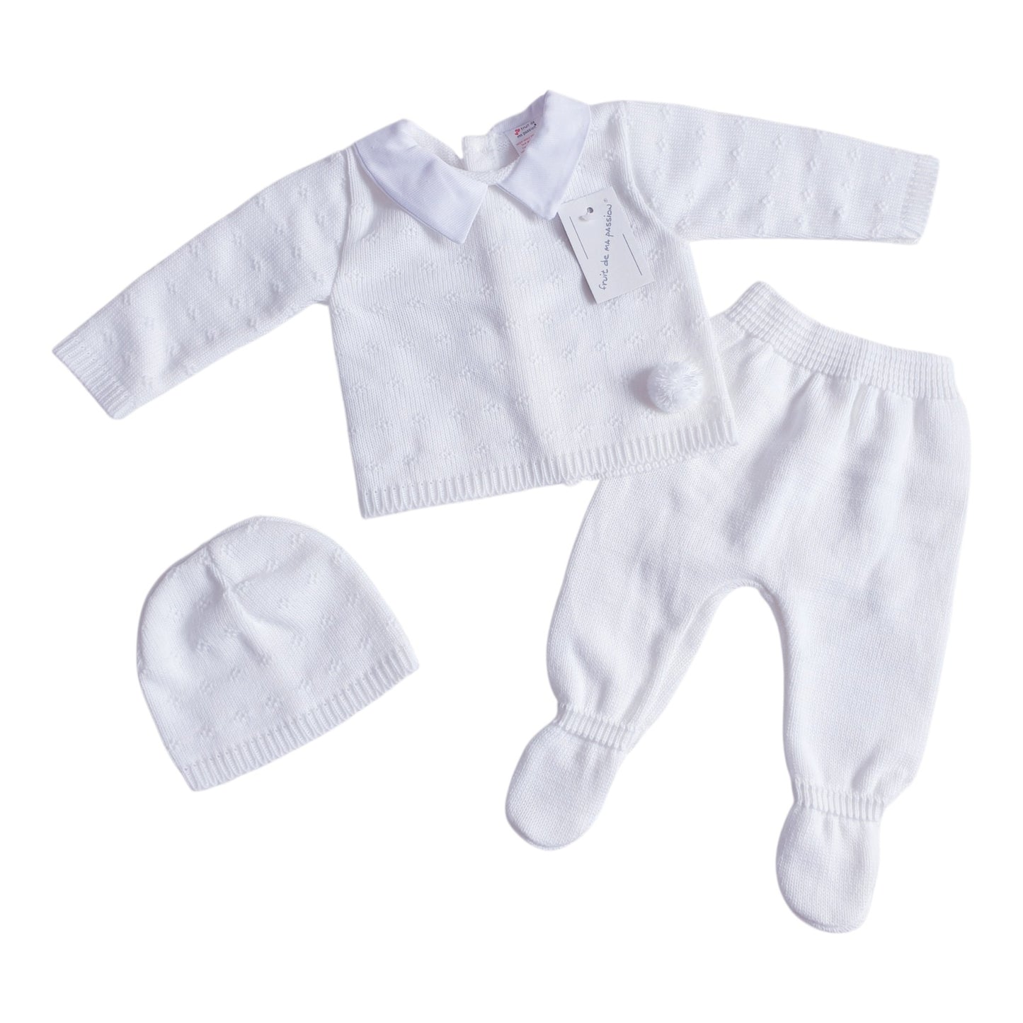 Baby Boys Spanish White Knitted 3 Piece Box Set
