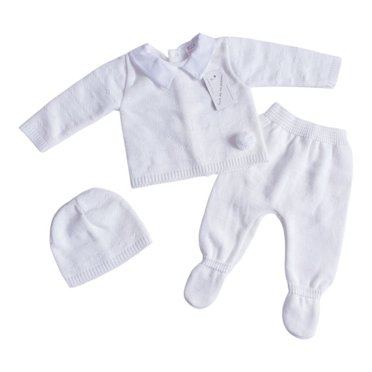 Baby Boys Spanish White Knitted 3 Piece Box Set