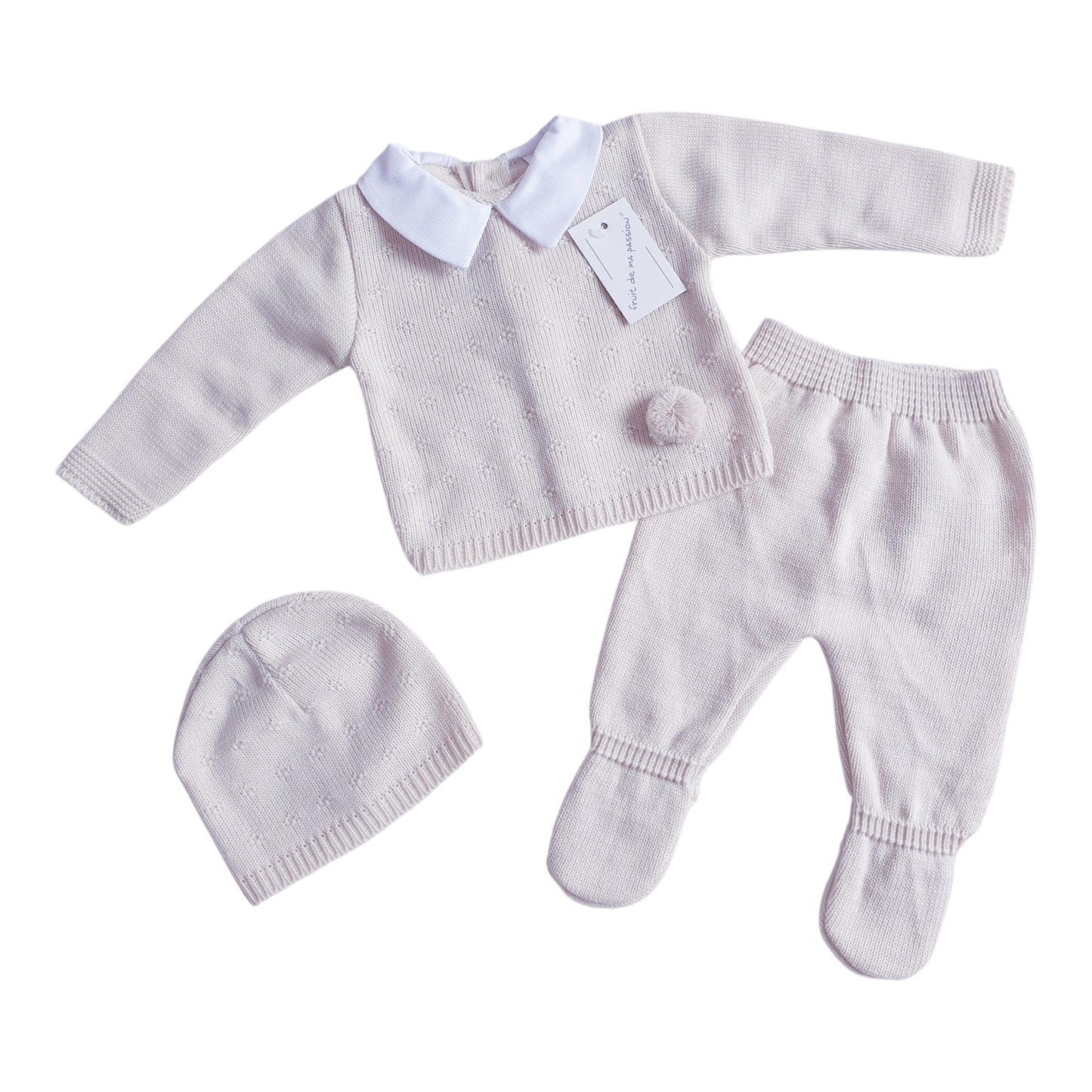 Baby Boys Spanish Beige Knitted 3 Piece Box Set