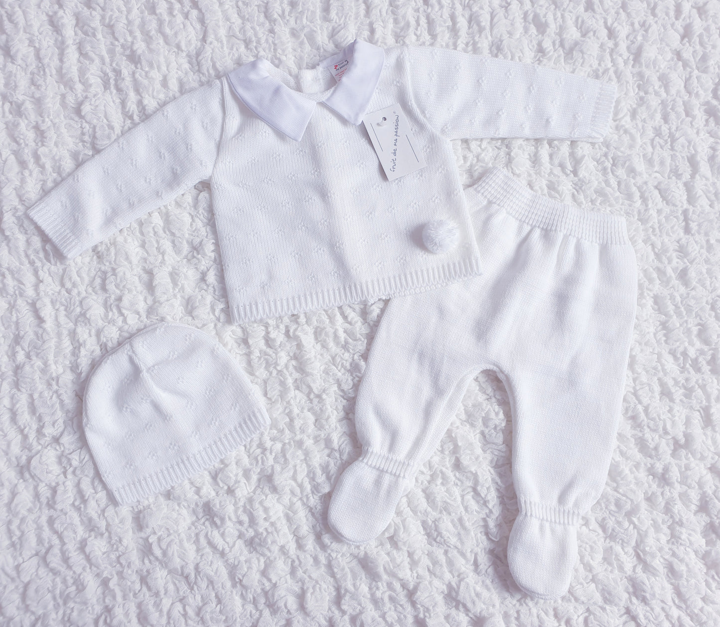 Baby Boys Spanish White Knitted 3 Piece Box Set