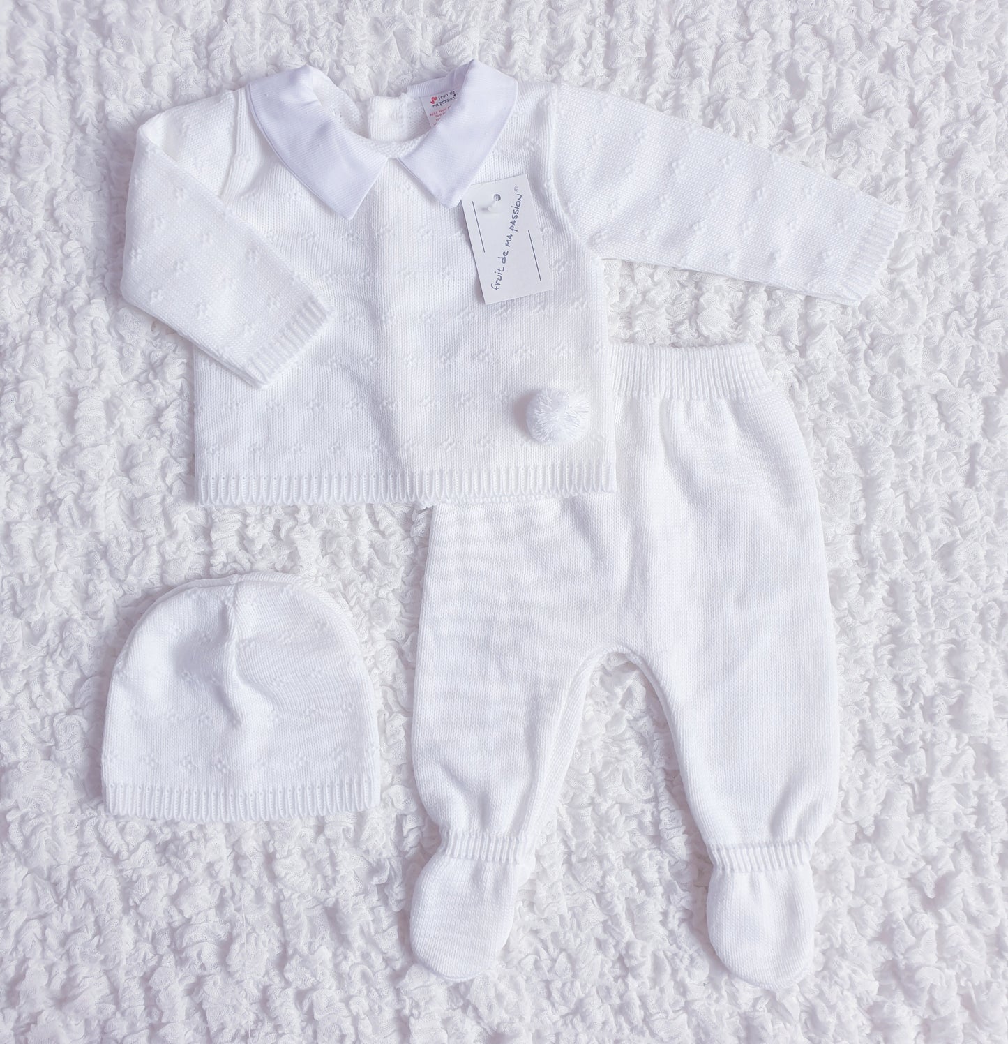 Baby Boys Spanish White Knitted 3 Piece Box Set