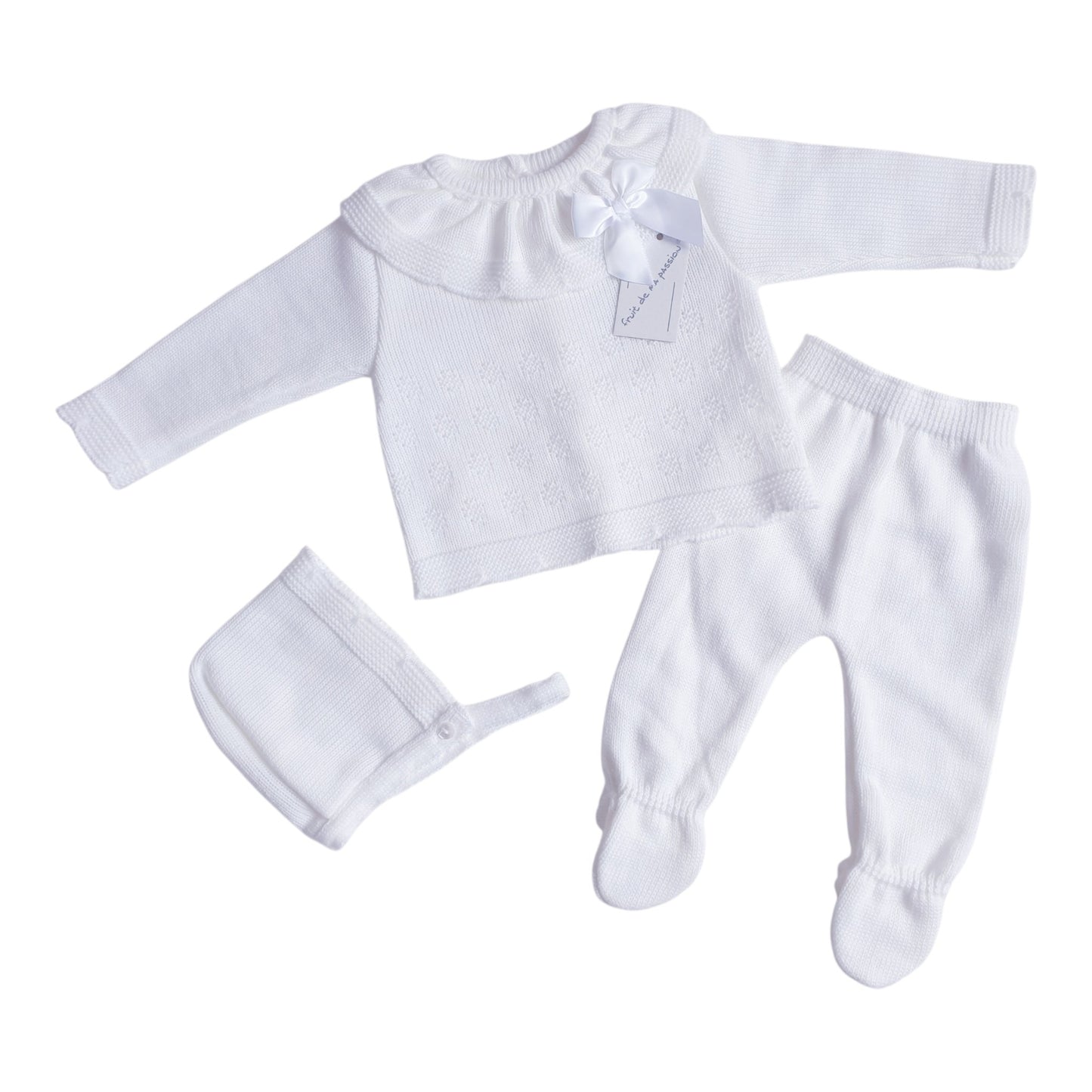 Baby Girls White Spanish Knitted 3 Piece Box Set